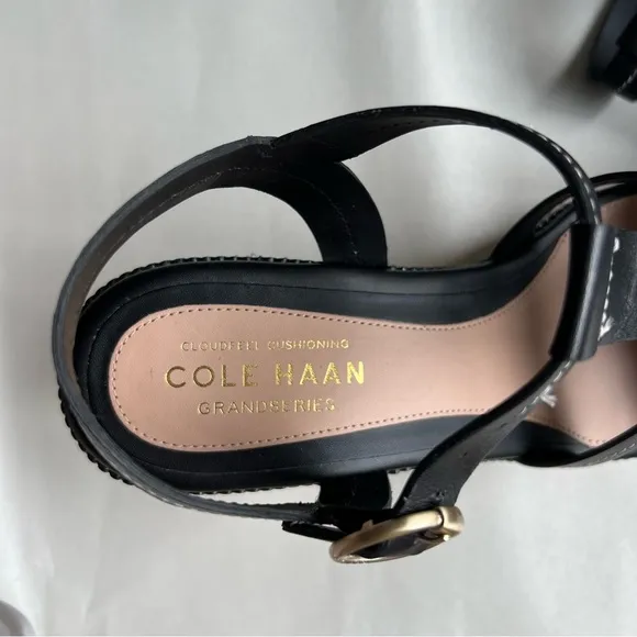 COLE HAAN Womens Black Platform Cloudfeel Wedge Espadrille Shoes 10B​