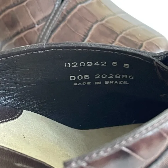 Cole Haan Women's  Kenna Brown Croc Leather Platform Heeled Mules Studded Sz: 6