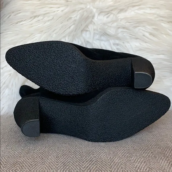 Colin Stuart Suede Ruffle Ankle Booties