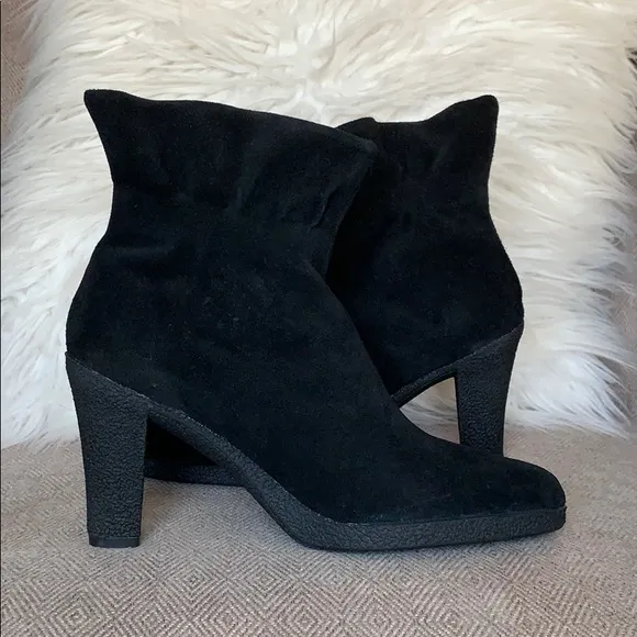 Colin Stuart Suede Ruffle Ankle Booties