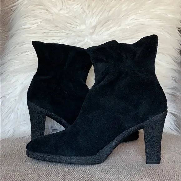 Colin Stuart Suede Ruffle Ankle Booties