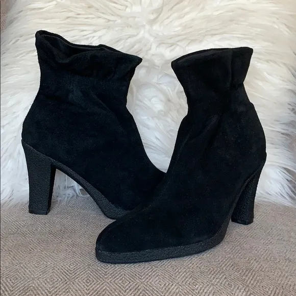 Colin Stuart Suede Ruffle Ankle Booties