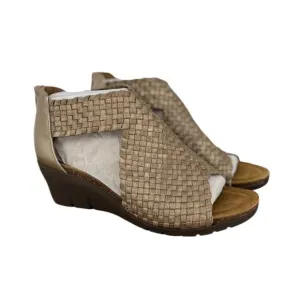Comfortiva  Women's Alesha Gold Woven Wedge Sandals Size 11 W
