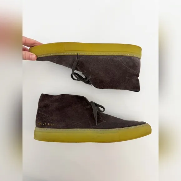 Common Projects Grey Leather Suede Chukka Boots Hightop Sneaker