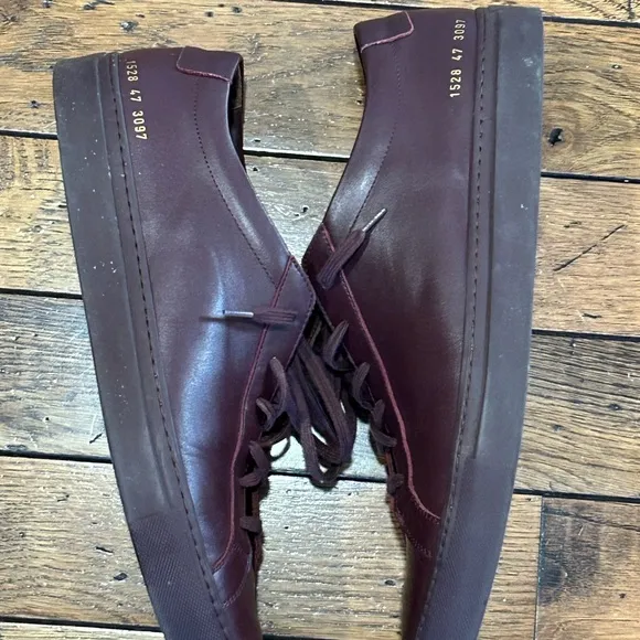 Common Projects Men's Burgundy Leather Sneakers