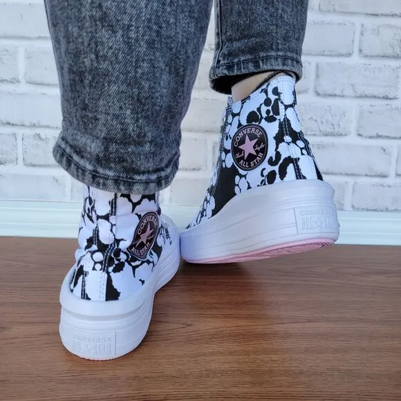 ⭐Converse All Star Ctas Move Hi Size 7 Women Shoes White Black Platform A10301C