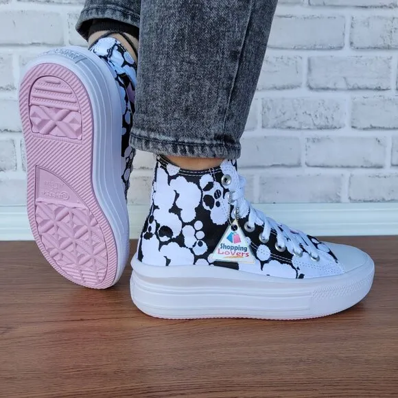 ⭐Converse All Star Ctas Move Hi Size 7 Women Shoes White Black Platform A10301C