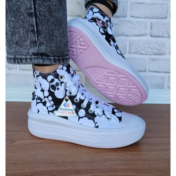 ⭐Converse All Star Ctas Move Hi Size 7 Women Shoes White Black Platform A10301C