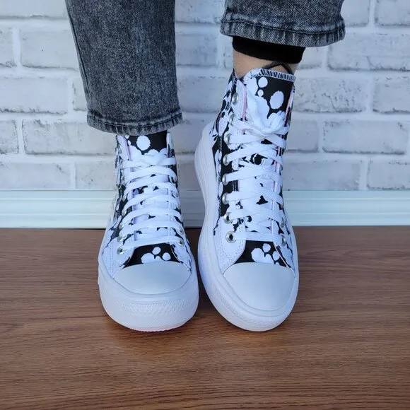 ⭐Converse All Star Ctas Move Hi Size 7 Women Shoes White Black Platform A10301C