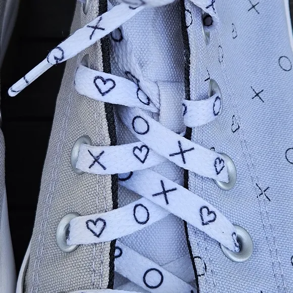 Converse All Star Lift Platform Run Star Shoes Gray Blue Hearts Women's Size 8