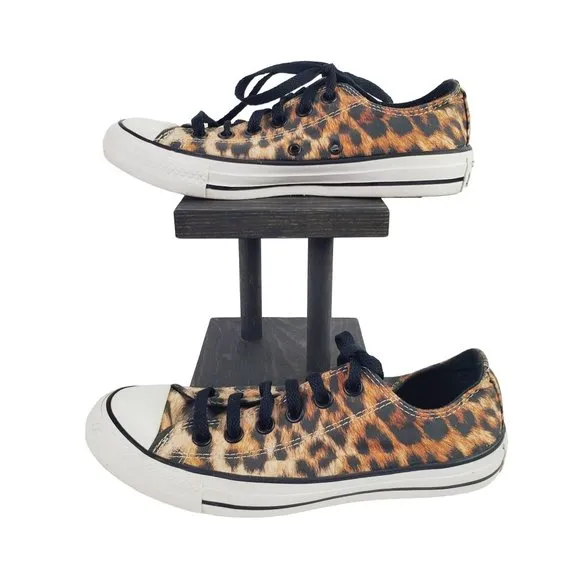 Converse All Star Low Top Flats Leopard Print. W7 M5