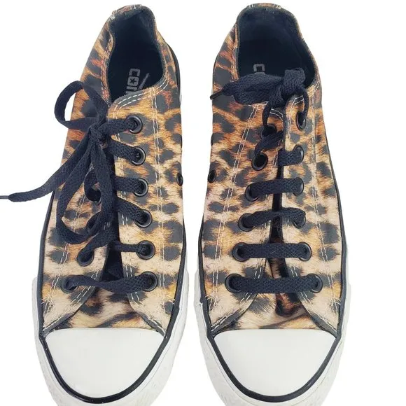 Converse All Star Low Top Flats Leopard Print. W7 M5