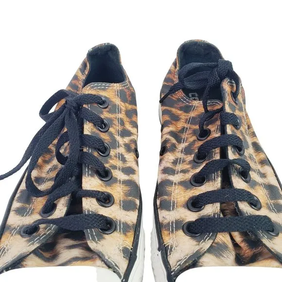 Converse All Star Low Top Flats Leopard Print. W7 M5