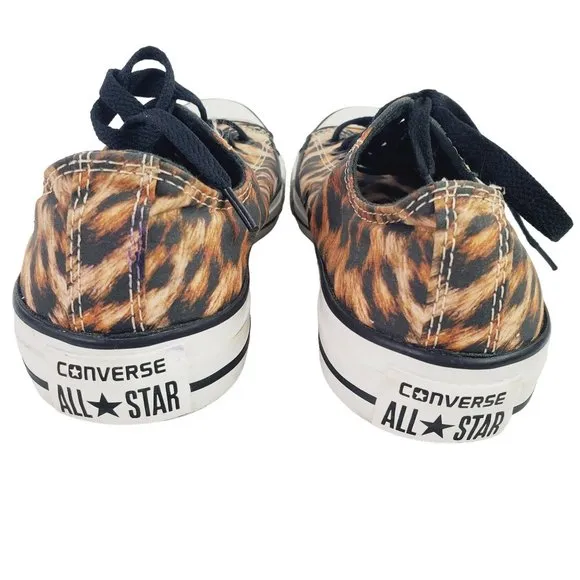 Converse All Star Low Top Flats Leopard Print. W7 M5