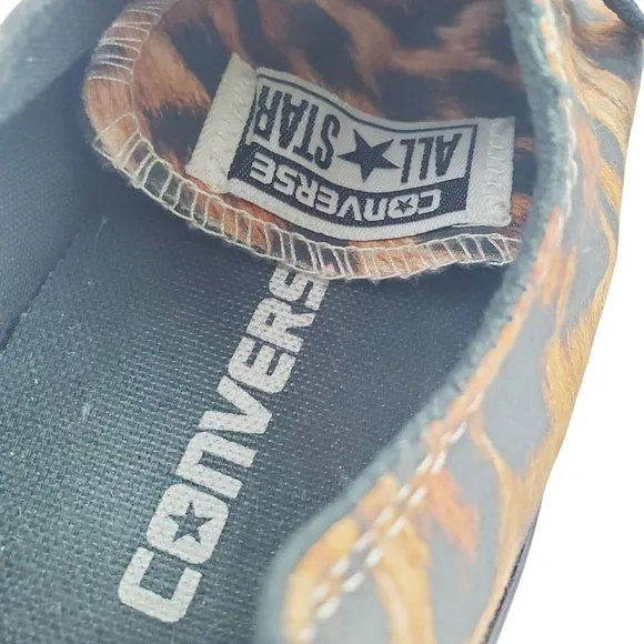 Converse All Star Low Top Flats Leopard Print. W7 M5