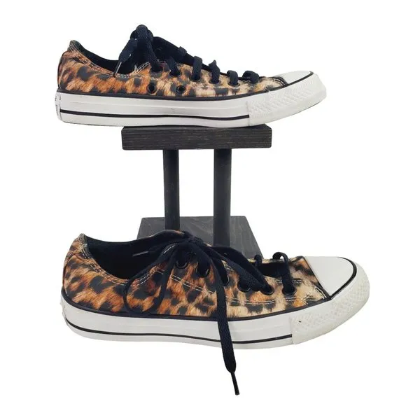 Converse All Star Low Top Flats Leopard Print. W7 M5