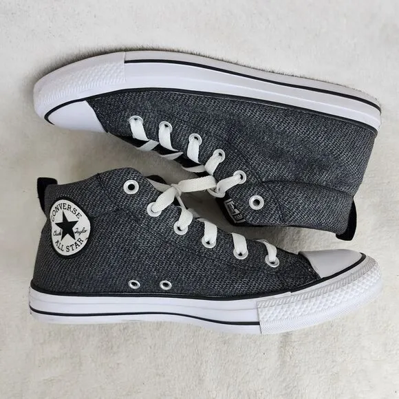 Converse All Star Mid Top Grey Canvas Lace Up Skate Shoes Size Mens 8 Women 10