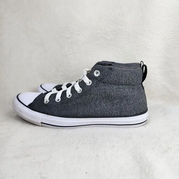 Converse All Star Mid Top Grey Canvas Lace Up Skate Shoes Size Mens 8 Women 10