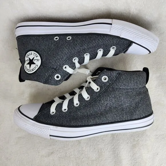 Converse All Star Mid Top Grey Canvas Lace Up Skate Shoes Size Mens 8 Women 10