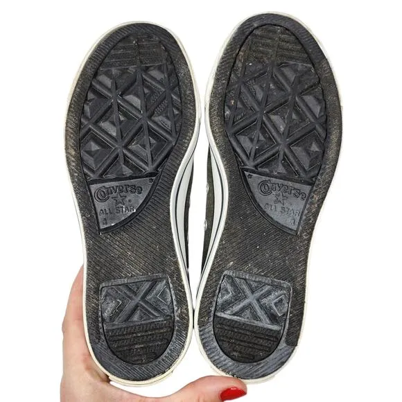 Converse All Star Shoes Womens 6 Gray Black White Low Tops Skater Grunge Preppy