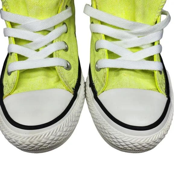 Converse All Star Shoes Womens 6 Neon Yellow Florescent Low Tops Skater Preppy