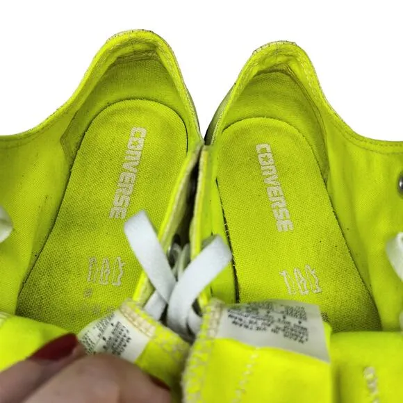 Converse All Star Shoes Womens 6 Neon Yellow Florescent Low Tops Skater Preppy