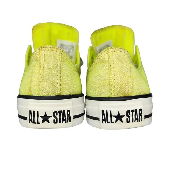 Converse All Star Shoes Womens 6 Neon Yellow Florescent Low Tops Skater Preppy