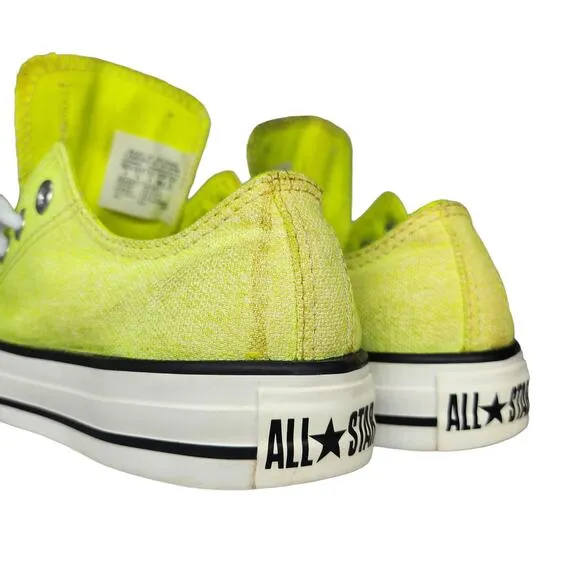 Converse All Star Shoes Womens 6 Neon Yellow Florescent Low Tops Skater Preppy