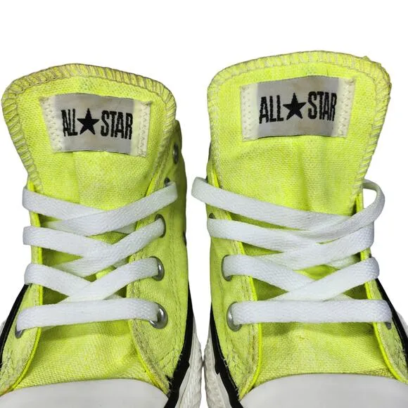 Converse All Star Shoes Womens 6 Neon Yellow Florescent Low Tops Skater Preppy