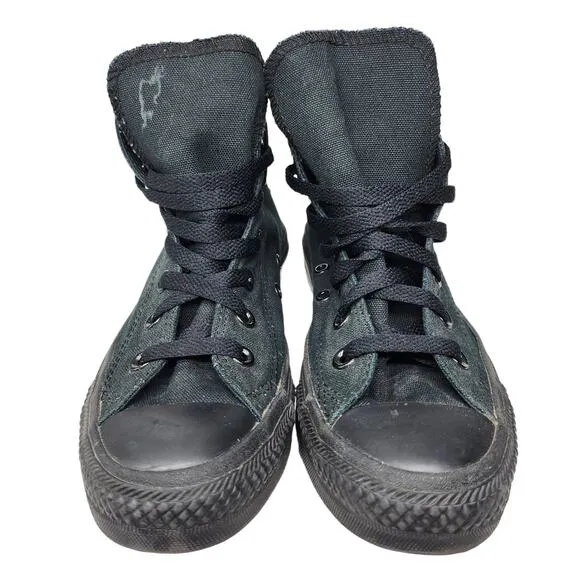 Converse All Star Shoes Womens 6 Solid Black on Black High Tops Grunge Skater