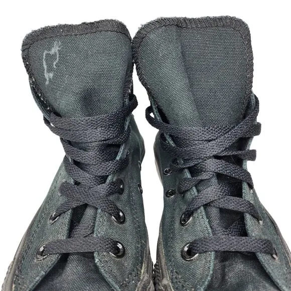 Converse All Star Shoes Womens 6 Solid Black on Black High Tops Grunge Skater