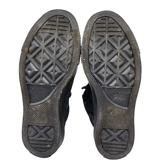 Converse All Star Shoes Womens 6 Solid Black on Black High Tops Grunge Skater