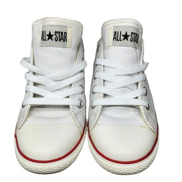 Converse All Star Shoes Womens 6 White on White Red Blue Leather Low Tops Skater