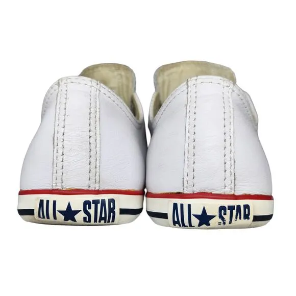 Converse All Star Shoes Womens 6 White on White Red Blue Leather Low Tops Skater