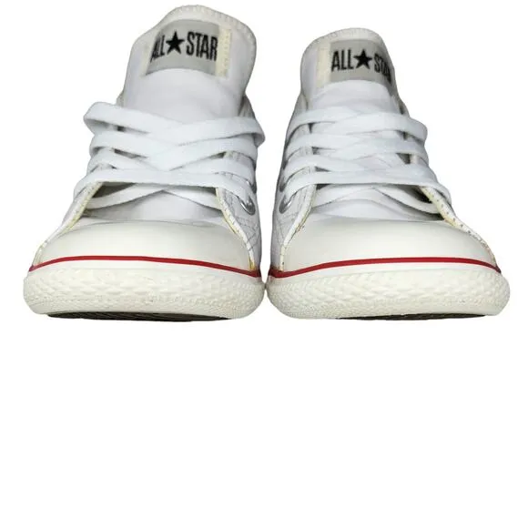 Converse All Star Shoes Womens 6 White on White Red Blue Leather Low Tops Skater