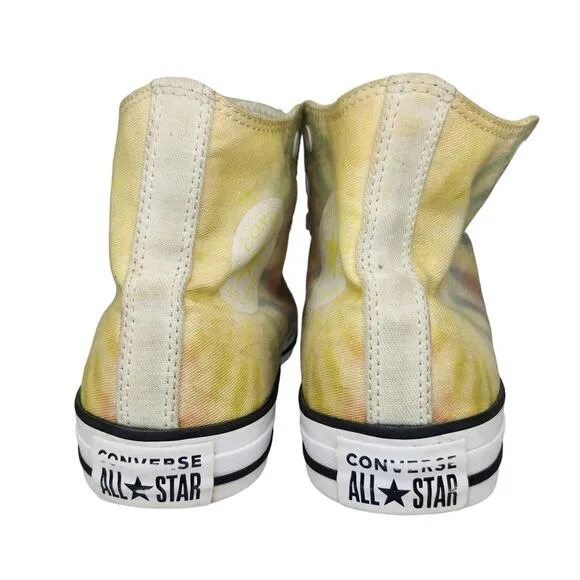 Converse All Star Shoes Womens 7 Pastel Tie Dye High Tops Yellow Hippie Hipster