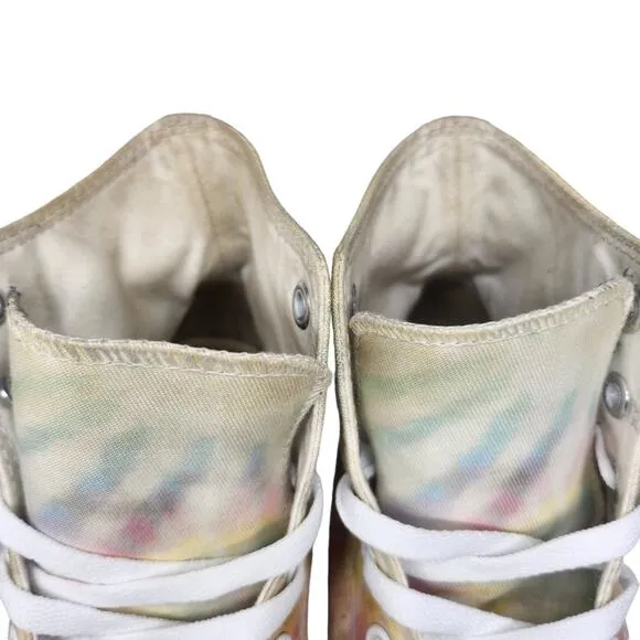 Converse All Star Shoes Womens 7 Pastel Tie Dye High Tops Yellow Hippie Hipster