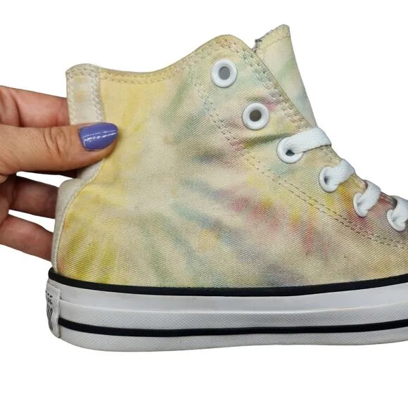 Converse All Star Shoes Womens 7 Pastel Tie Dye High Tops Yellow Hippie Hipster
