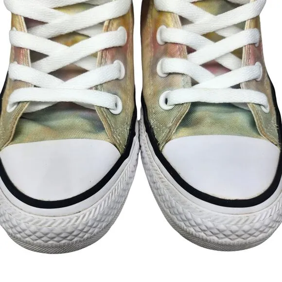 Converse All Star Shoes Womens 7 Pastel Tie Dye High Tops Yellow Hippie Hipster