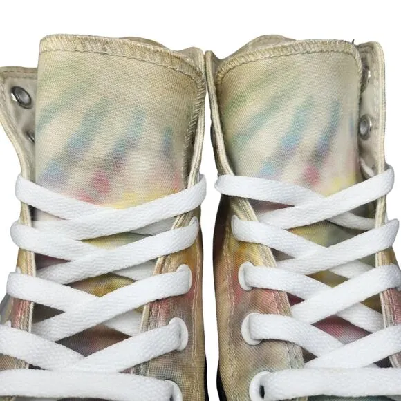 Converse All Star Shoes Womens 7 Pastel Tie Dye High Tops Yellow Hippie Hipster