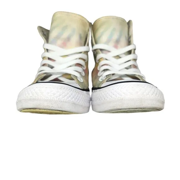 Converse All Star Shoes Womens 7 Pastel Tie Dye High Tops Yellow Hippie Hipster