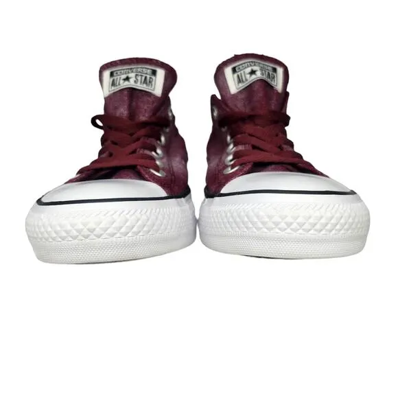 Converse All Star Shoes Womens 8 Maroon Silver Iridescent Low Tops Sneakers