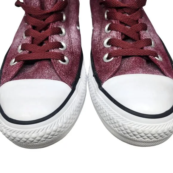 Converse All Star Shoes Womens 8 Maroon Silver Iridescent Low Tops Sneakers