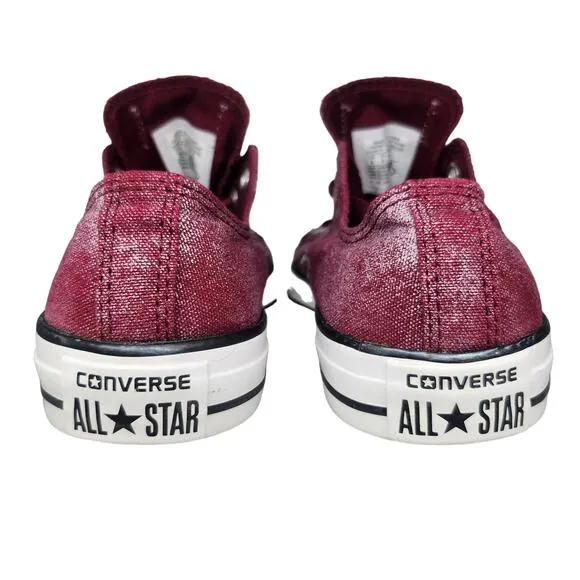 Converse All Star Shoes Womens 8 Maroon Silver Iridescent Low Tops Sneakers