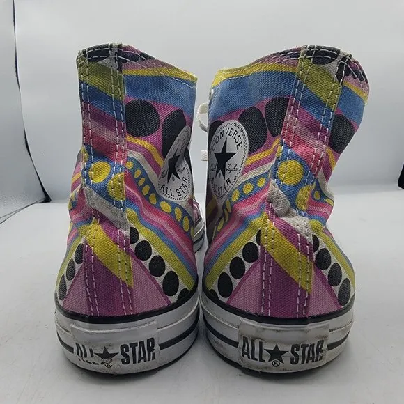 Converse All Stars Mens Size 11 Multicolor High Tops Funky Paint Pattern Shoes