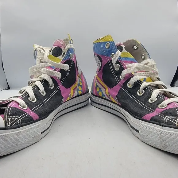 Converse All Stars Mens Size 11 Multicolor High Tops Funky Paint Pattern Shoes