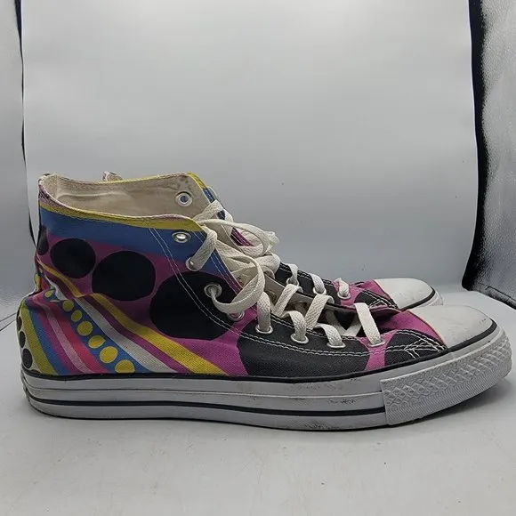 Converse All Stars Mens Size 11 Multicolor High Tops Funky Paint Pattern Shoes