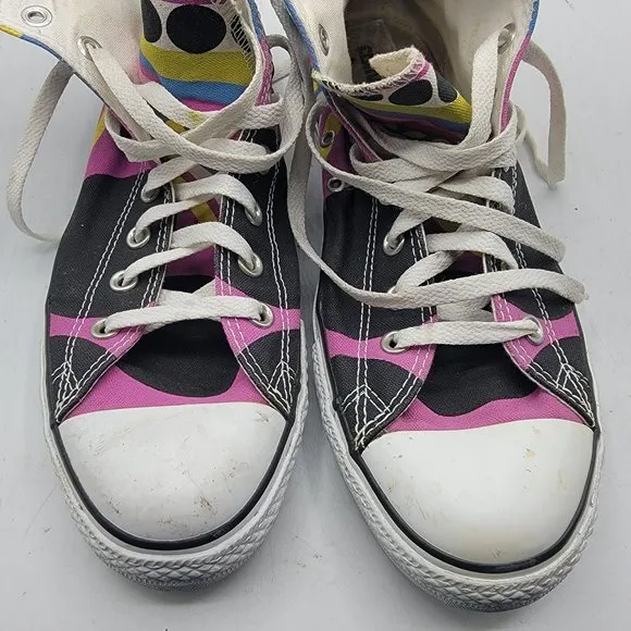 Converse All Stars Mens Size 11 Multicolor High Tops Funky Paint Pattern Shoes