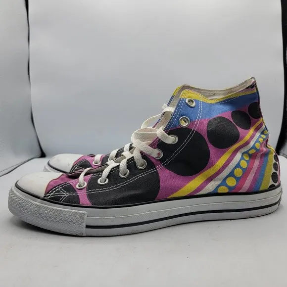 Converse All Stars Mens Size 11 Multicolor High Tops Funky Paint Pattern Shoes