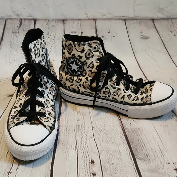 Converse Animal Print High-Tops with Black and White Accents